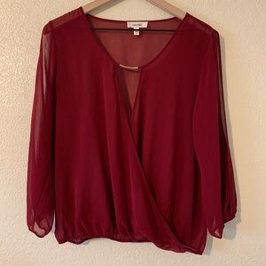 Meraki Sheer Women’s Blouse (Maroon)